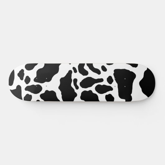 Black & White Koe Spots Animal Print Patroon Persoonlijk Skateboard (Horizontaal)