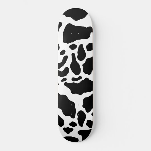 Black & White Koe Spots Animal Print Patroon Persoonlijk Skateboard (Voorkant)