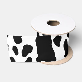 Black & White Koe Spots Animal Print Patroon Satijnen Lint