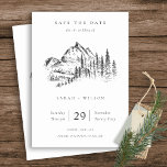 Black White Kraft Rustic Pine Mountain Sketch Save The Date<br><div class="desc">Neem contact met mij op via yellowfebstudio@gmail.com voor meer aanpassingen of andere overeenkomende objecten.</div>