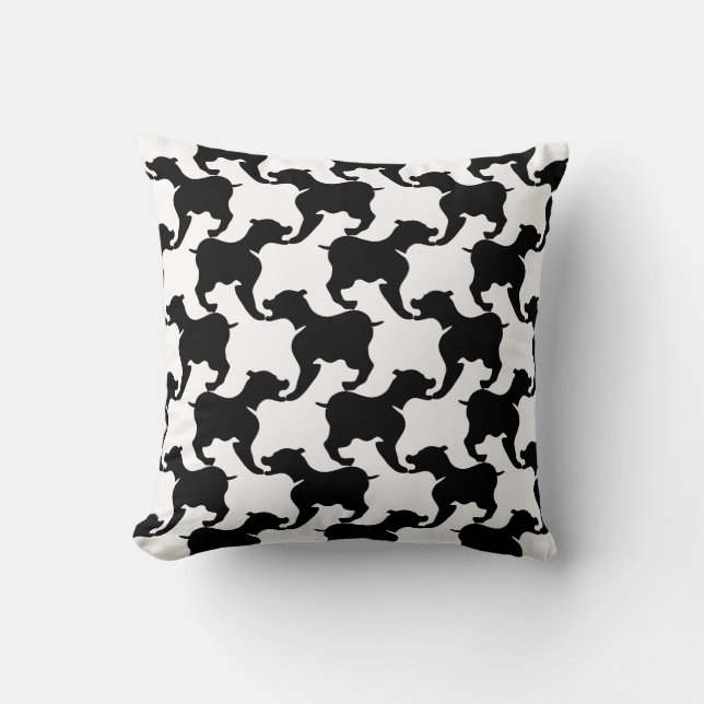 Black White L Faux Pied de Poule Mode Pillow 2 Kussen (Voorkant)