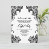 Black White Lace Custom Photo Weddenschap After Pa Kaart (Staand voorkant)