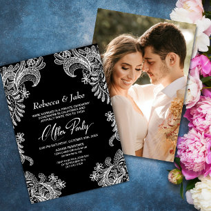 Black White Lace Custom Photo Weddenschap After Pa Kaart