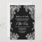 Black White Lace Custom Photo Weddenschap After Pa Kaart (Voorkant)