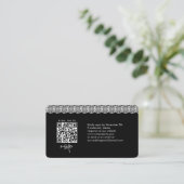 Black White Lace Foto QR Code Weddenschap Website Informatiekaartje (Staand voorkant)