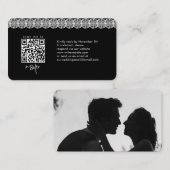Black White Lace Foto QR Code Weddenschap Website Informatiekaartje (Voorkant / Achterkant)