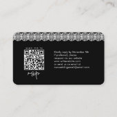 Black White Lace Foto QR Code Weddenschap Website Informatiekaartje (Voorkant)
