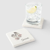 Black White Lace Gloves Burgundy Bow Stenen Onderzetter (Zijkant)