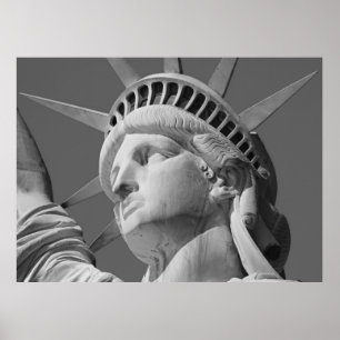 Black & White Lady Vrijheidsbeeld New York Poster