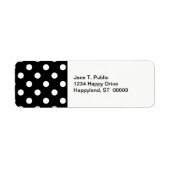 Black White Large Polka Dot Pattern Etiket (Voorkant)