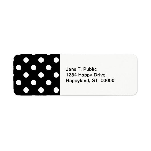 Black White Large Polka Dot Pattern Etiket (Voorkant)