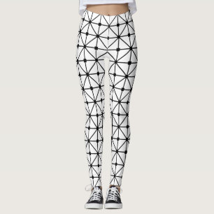 Black White Lattice Patroon Leggings