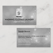 Black White Laundry Cleanry Clothes Washing Visitekaartje (Voorkant / Achterkant)