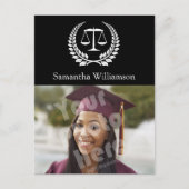 Black/White Laurel Law School Afstuderen Aankondigingskaart (Voorkant)