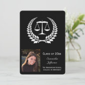 Black/White Laurel Law School Afstuderen Kaart (Staand voorkant)