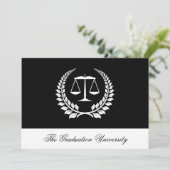 Black/White Laurel Law School Afstuderen Kaart (Staand voorkant)