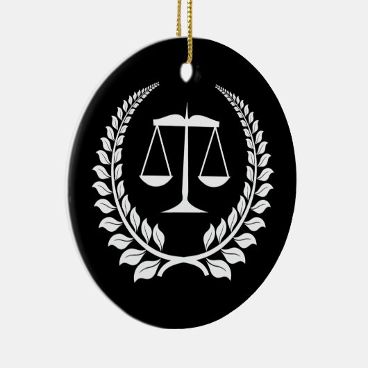 Black/White Laurel Law School Afstuderen Keramisch Ornament (Rechts)