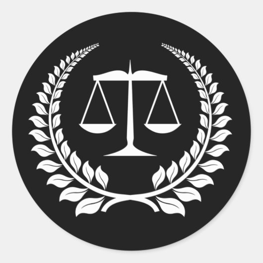 Black/White Laurel Law School Afstuderen Ronde Sticker (Voorkant)