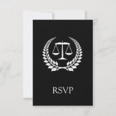 Black/White Laurel Law School Afstuderen RSVP Kaartje (Voorkant)