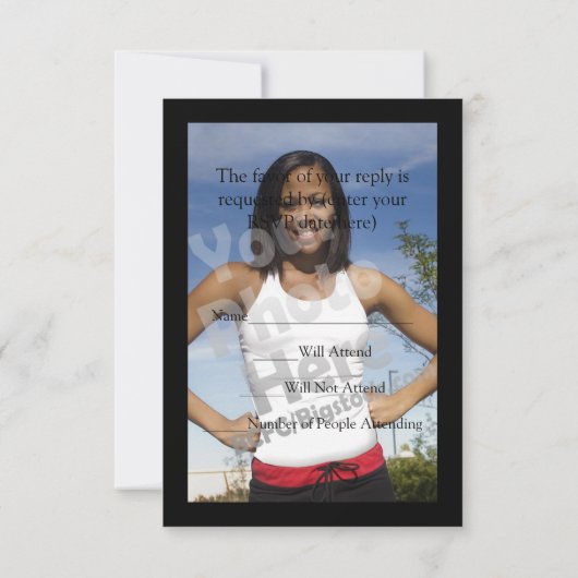 Black/White Laurel Law School Afstuderen RSVP Kaartje (Achterkant)