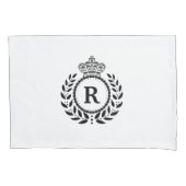 Black White Laurel Wreath Crown Monogram | Koninkl Kussensloop (Voorkant)