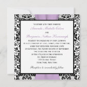 Black White Lavender Damask PRINTED RIBBON Kaart (Achterkant)