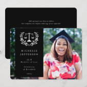 Black+White Law Scales Laurel WreatPhoto Aankondiging (Voorkant / Achterkant)