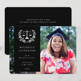 Black+White Law Scales Laurel WreatPhoto Aankondiging