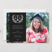 Black+White Law Scales Laurel WreatPhoto Aankondiging (Voorkant)