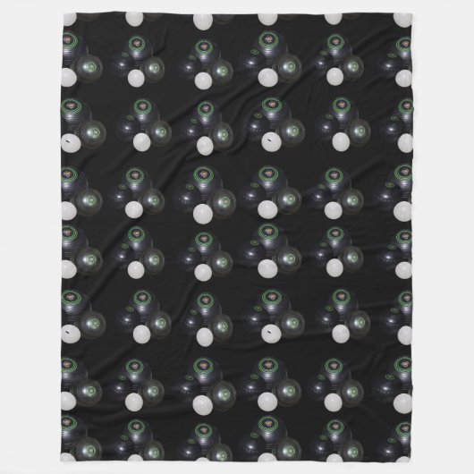 Black White Lawn Bowls Pattern Fleece Deken (Voorkant)