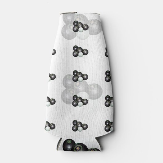 Black White Lawn Bowls Pattern Flesjeskoeler (Voorkant)