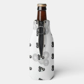 Black White Lawn Bowls Pattern Flesjeskoeler (Fles Achterkant)