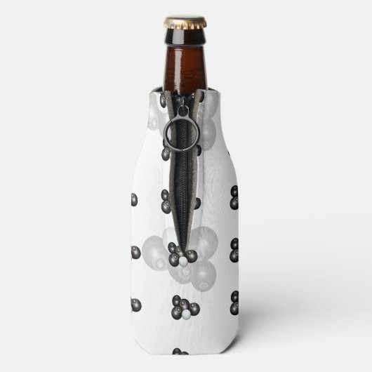 Black White Lawn Bowls Pattern Flesjeskoeler (Fles Achterkant)