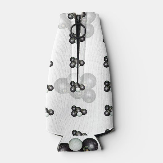 Black White Lawn Bowls Pattern Flesjeskoeler (Achterkant)