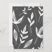 Black & White Leaf Modern Huwelijksuitnodiging Kaart (Achterkant)