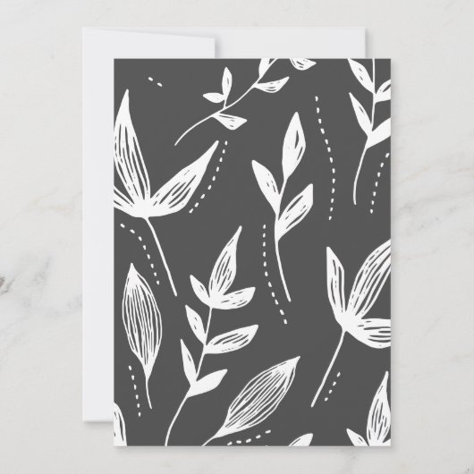 Black & White Leaf Modern Huwelijksuitnodiging Kaart (Achterkant)