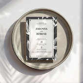 Black & White Leaf Modern Huwelijksuitnodiging Kaart