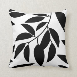 Black White Leaf Silhouette Sierkussen