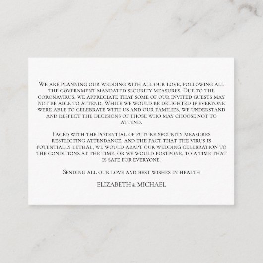 Black White Leafy Crest Monogram Coronavirus Informatiekaartje (Achterkant)