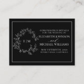 Black White Leafy Crest Monogram Coronavirus Informatiekaartje (Voorkant)