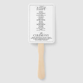 Black White Leafy Crest Monogram Weddenprogramma Handwaaier (Achterkant)