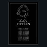 Black White Leafy Crest Monogram Weddenschap Kaart<br><div class="desc">Creëer de perfecte receptie. We houden van dit Black White Leafy Crest Monogram Wedding Table Number! Eenvoudig, elegant, en oh-zo-, hij is voorzien van een handgetekende leafy grot die een modern huwelijksmonogram omringt. Het is gepersonaliseerd in elegante typografie, en geaccentueerd met hand-briefed kalligrafie. Tot slot wordt het in een delicaat...</div>