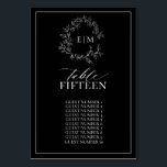 Black White Leafy Crest Monogram Weddenschap Kaart<br><div class="desc">Creëer de perfecte receptie. We houden van dit Black White Leafy Crest Monogram Wedding Table Number! Eenvoudig, elegant, en oh-zo-, hij is voorzien van een handgetekende leafy grot die een modern huwelijksmonogram omringt. Het is gepersonaliseerd in elegante typografie, en geaccentueerd met hand-briefed kalligrafie. Tot slot wordt het in een delicaat...</div>