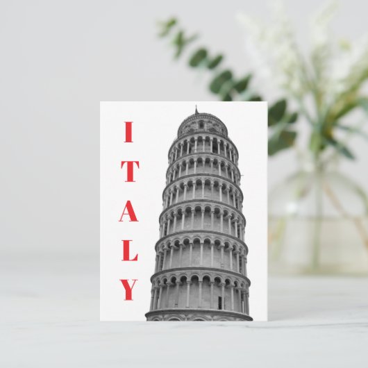 Black White Leaning Tower of Pisa Italy Briefkaart (Staand voorkant)