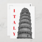 Black White Leaning Tower of Pisa Italy Briefkaart (Voorkant / Achterkant)