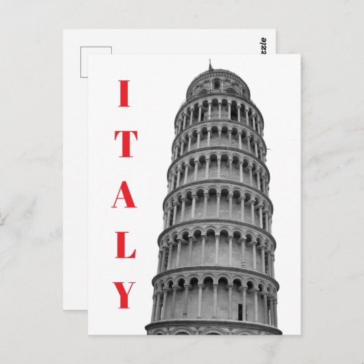Black White Leaning Tower of Pisa Italy Briefkaart (Voorkant / Achterkant)
