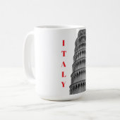 Black White Leaning Tower of Pisa Italy Koffiemok (Voorkant links)