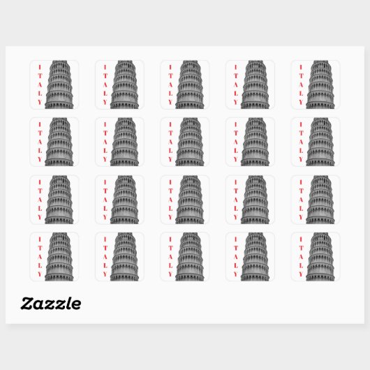 Black White Leaning Tower of Pisa Italy Vierkante Sticker (Vel)