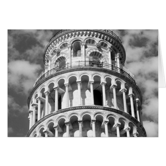 Black White Leaning Tower van Pisa Italië (Voorkant Horizontaal)
