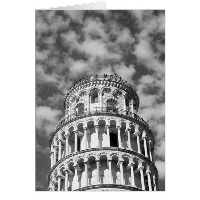 Black White Leaning Tower van Pisa Italië (Voorkant)